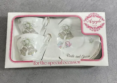 Buy Argyle China Fine Bone China Bride And Groom Gift Set Vintage Wedding Gift • 15.99£