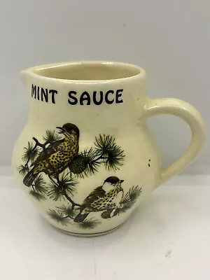 Buy Vintage Brixham Pottery-Small Mint Sauce Jug-Made In Devon-Bird/Thrush/Pine Tree • 4£