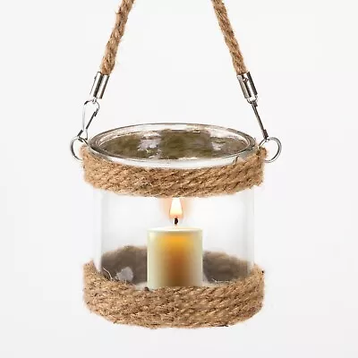 Buy 2 X Wickerfield Hanging Glass Candle Holder With Handle Indoor Decor • 6.99£