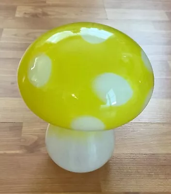 Buy Vintage Large Blown Glass Hollow Mushroom Toadstool Yellow And White  7.5  Tall • 19.20£