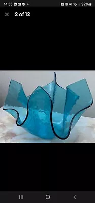 Buy Blue Handkerchief Glass Bowl Mint Condition  • 20£