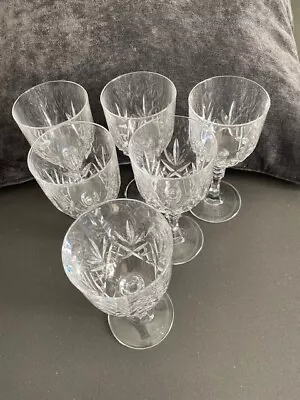 Buy Set Of 6 Crystal Lead Cut Red Wine Glasses Immaculate Condition • 20£