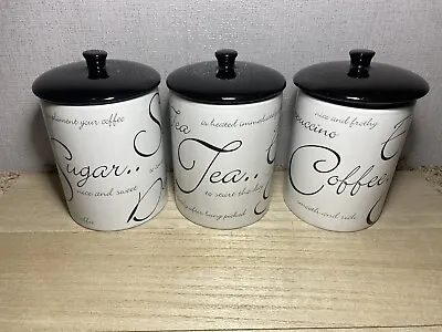 Buy Price Kensington Script Storage Jars ~ Tea ~ Coffee ~ Sugar Set Of Three • 18.85£