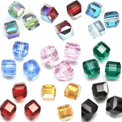 Buy Faceted Square Cube Cut Glass Crystal Beads For Jewellery Making Craft • 3.64£