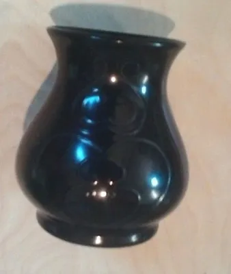 Buy Honiton Pottery Devon  Black Vase 10 Cm Raised Swirl Design • 15£