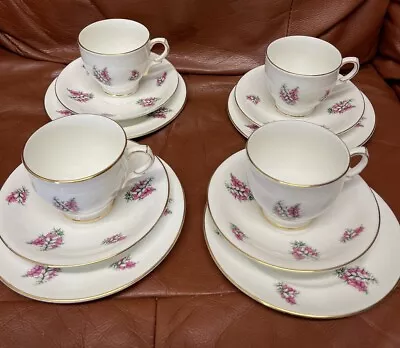 Buy Vintage Taylor & Kent Bone China Tea Set 4 Cups Saucers And Tea / Cake Plates • 9.99£