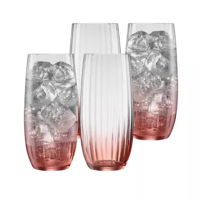 Buy Galway Crystal Erne Blush Set Of 4 Hi Ball Tall Tumblers Brand New In Gift Boxes • 34.99£