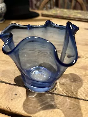 Buy 9cm Blue Handkerchief Murano Glass Vase • 9.99£