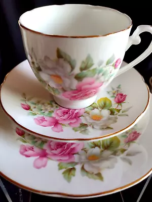 Buy Vintage Royal Royal Grafton Fine Bone China Roses Trio Tea Cup With Plates Set • 14.14£