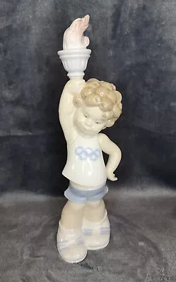 Buy Lladro Daisa 4968  Olympic Puppet Boy Holding Torch Porcelain Figurine 26cm. • 19.95£