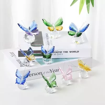 Buy Crystal Butterfly Figurine Animal Ornaments Crafts Glass Paperweight Home Decor; • 5.58£