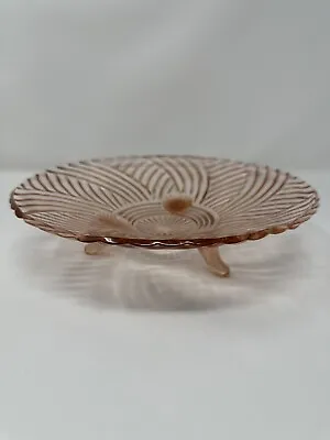 Buy Antique Pink Depression Glass Round Footed Bowl 10  Lovely Swirl Pattern • 23.65£