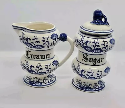 Buy Vintage 1960s Blue Onion ARNART Japan Porcelain Creamer & Sugar Set W/Lid   • 16.12£