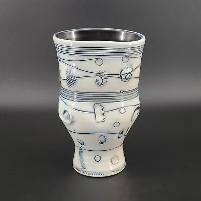 Buy Husby Pottery Abstract Vase Gray Blue Signed • 38.41£