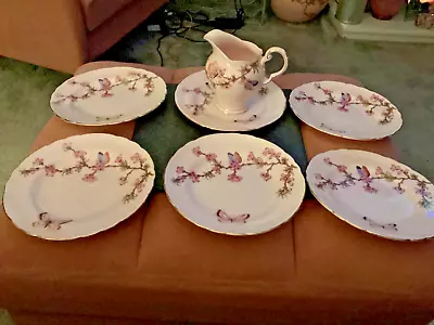 Buy Vintage Tuscan Pink China Cherry Blossom & Butterflies Tea Plates & Jug A52 • 22.99£