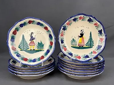 Buy 12 HB Henriot Quimper CAMPAGNE 8 1/4  Shallow Soup Bowls Plates; Never Used • 480.24£