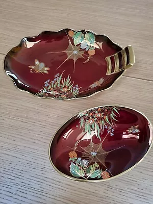 Buy Two Matching Carlton Ware Rouge Royale Dishes From Late 1940' Spider Web Design • 22£