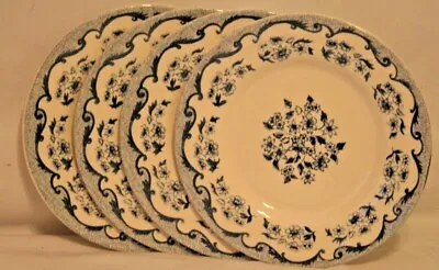 Buy Royal Stafford 11  Dinner Plates Dark Blue And White Floral Set Of 4 New • 56.74£
