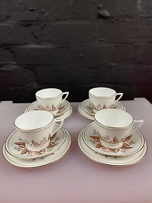 Buy 4 X Minton Laurentian Tea Trios Cups Saucers And Side Plates Set • 29.99£