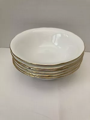 Buy 6 Duchess Bone China~Fruit~ Cereal~Soup Bowls Pure White With Gold Band On Rim • 18£