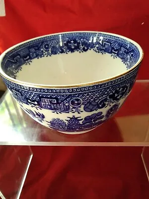 Buy Vintage Blue & WHITE Victoria Pottery Fenton ~willowgold Rimmed Sugar Bowl With  • 15£