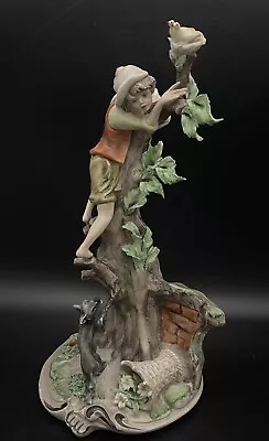 Buy Vintage Capodimonte Boy On The Tree Chased By Dog, Signed , Limited Edition • 140.61£