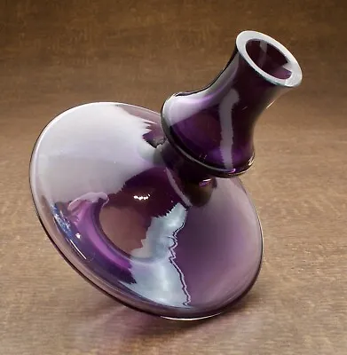 Buy Rare Signed Christian Tortu For Kosta Purple French Glass Spinning Top Vase • 72.04£