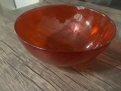 Buy Yalos Casa Handblown Large Rare Red Color Glass Fruit Bowl 10”x 4.5” Signed • 71.15£