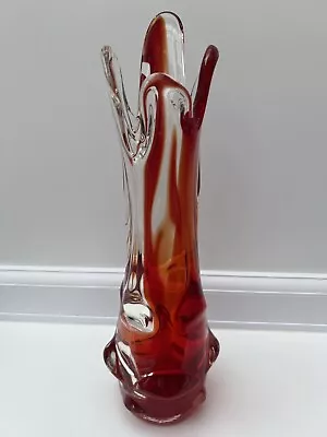 Buy Vintage 1960s Hospodka For Chribska 31cm Clear & Ruby Red Nobbly Czech Glass • 40£