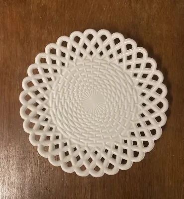 Buy White SOWERBY Glass Plate (21cm) * Vitro Porcelain Basket Weave * C. 1880 • 9.99£