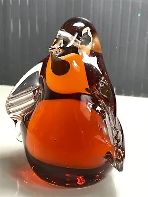 Buy Etch-marked Wedgwood Art Glass Amber & Clear Abstract Penguin Bird Paperweight • 14.99£