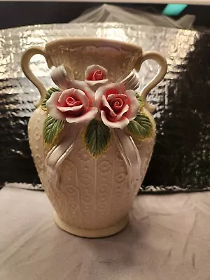 Buy Small Italian Capodimonte Style Ceramic Vase W/roses • 72.22£
