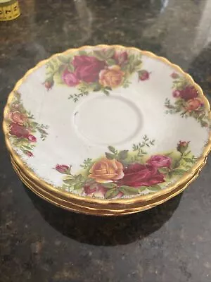 Buy Royal Albert  4 Small Coffee Saucers VGC Old Country Roses • 12£