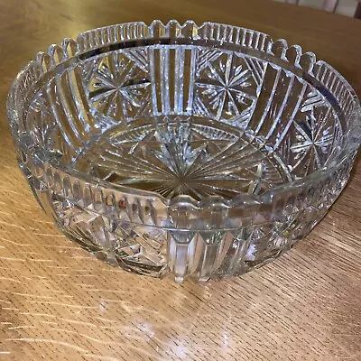Buy Vintage Heavy Crystal Cut Clear Glass Fruit Bowl Trifle Bowl 2162g • 22£