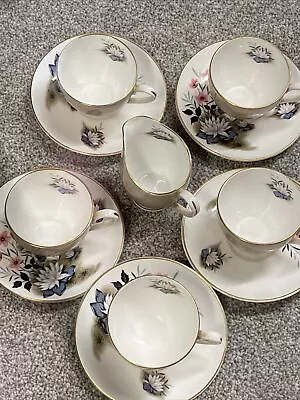 Buy Royal Adderley Ridgway Potteries England Floral 5 Tea Cups, 5 Saucers, 1 Creamer • 49.95£