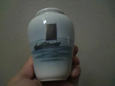 Buy 1962 Royal Copenhagen Porcelain Vase Handpainted Sailing Boat Ship • 25£