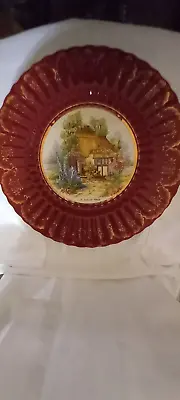 Buy Plate Somerset Cottage Red Royal Victoria Wade Pottery England 10 3/4 W • 22.71£