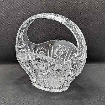 Buy Bohemian Hand Cut Crystal Glass Basket, Hobstar, Vintage • 24£