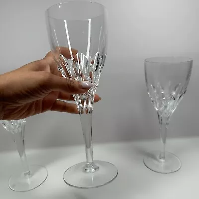 Buy Royal Doulton Crystal Wine Glass Fortune Cut Set Of 3 Water Goblets Stem Wares • 33.03£