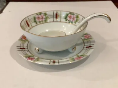 Buy Vtg Noritake Hand Painted Gold Serving Bowl W/ Plate & Spoon • 9.56£