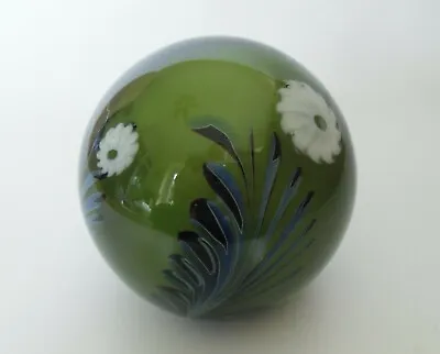 Buy Limited Edition Okra Floral Green Glass Paperweight - 2 5/8 (>6.5cms) - Labelled • 87.50£