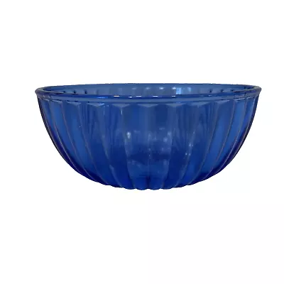 Buy Vintage Small Cobalt Blue Glass Ribbed Mixing Bowl 4.75 Inch Suncatcher • 7.56£