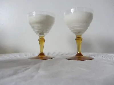 Buy Set Of 2 Amber Coloured Glass Candle & Holder New 4  H • 4.99£