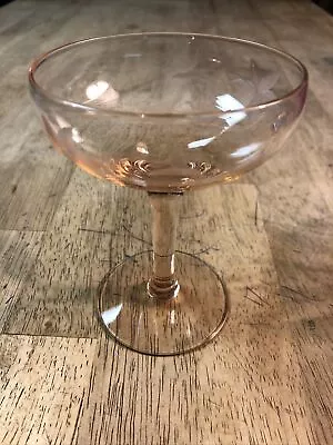 Buy Vintage 1930’s Pink Depression Glass Saucer Champagne Stem W/ Floral Cut  • 14.23£