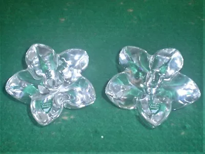 Buy Vintage Orrefors Clear Crystal Glass 5 Petal Flower Voltive Candle Holders • 16.99£