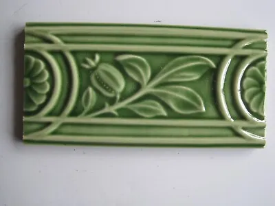 Buy H & R Johnson /minton Hollins 6  X 3   Apple Green Rolling Leaf Border Tile Mrl4 • 7£