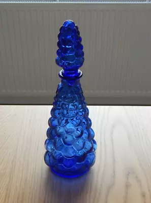 Buy Vintage Empoli Glass Dark Blue Grapes Genie Bottle & Stopper - 10 1/2  Tall • 29.97£