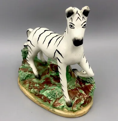 Buy Antique Old Staffordshire Ware Zebra Hand Painted Figurine England 5.5” • 131.28£