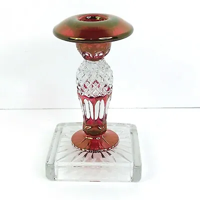 Buy Westmoreland Taper Candlestick Holder Clear Red Flash Stained Home Decor • 12.53£