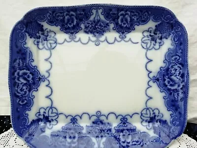 Buy Antique Victorian English Flow Blue And White Meat Plate Circa 1840 • 45£